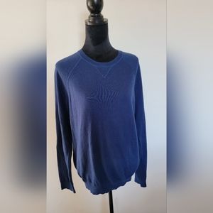 Vince Men's 100% Cotton Navy Crew Neck Elbow Patch Pullover Sweater Size M